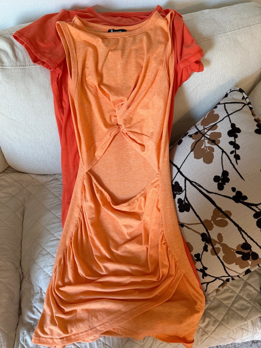 Women’s Orange Twist-Front Cutout Dress